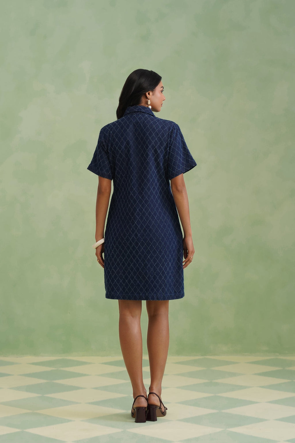 Indigo Denim Mini Shirt Dress Korah Stitch