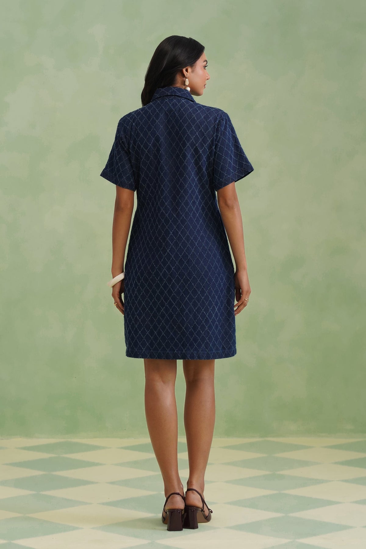 Indigo Denim Mini Shirt Dress Korah Stitch