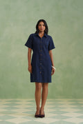 Indigo Denim Mini Shirt Dress Korah Stitch
