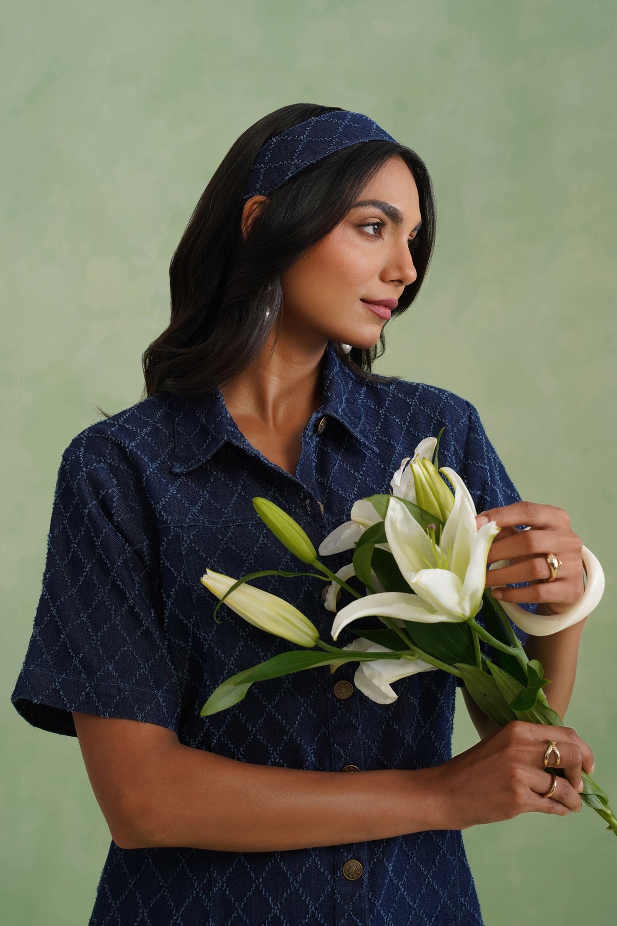 Indigo Denim Mini Shirt Dress Korah Stitch