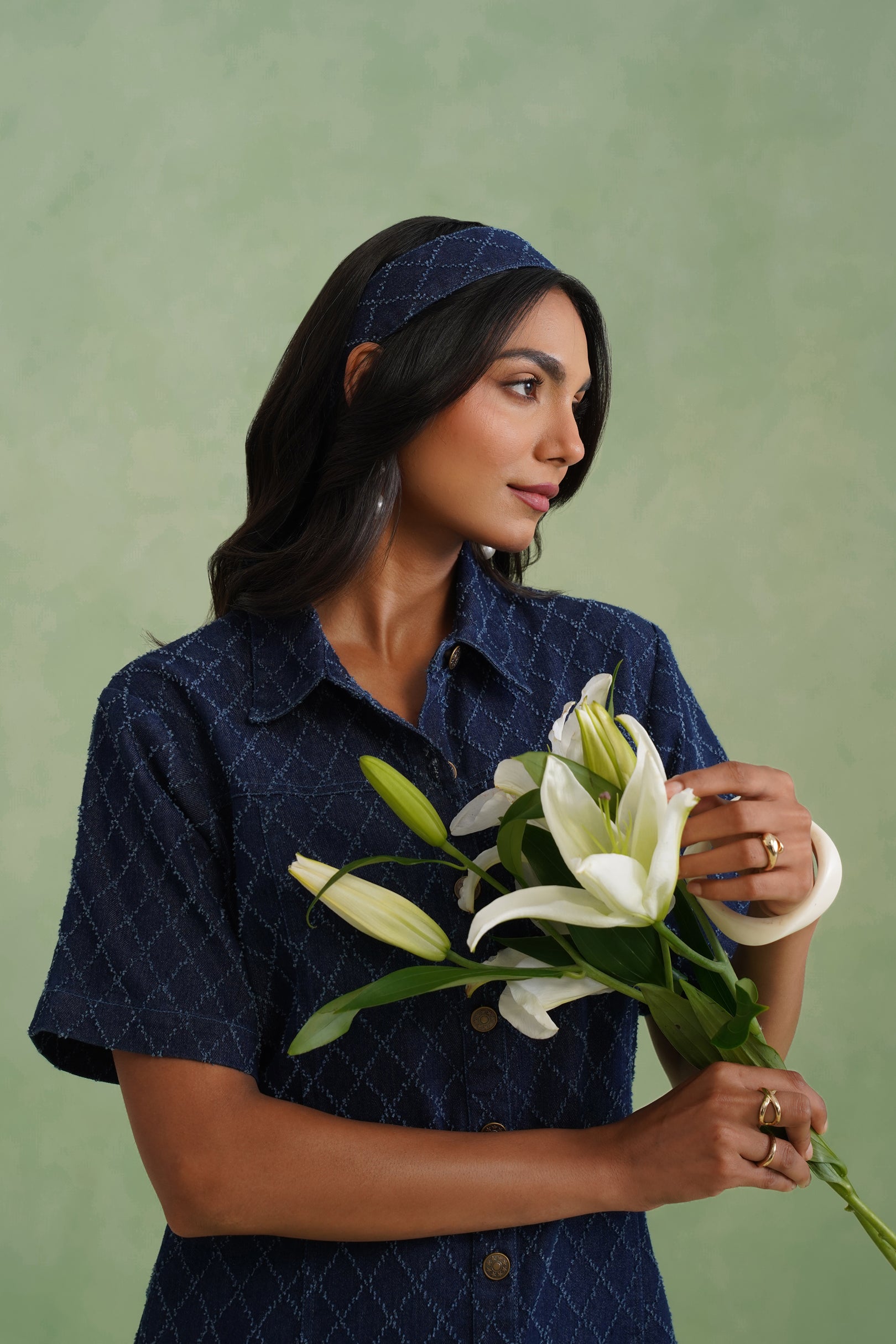 Indigo Denim Mini Shirt Dress Korah Stitch