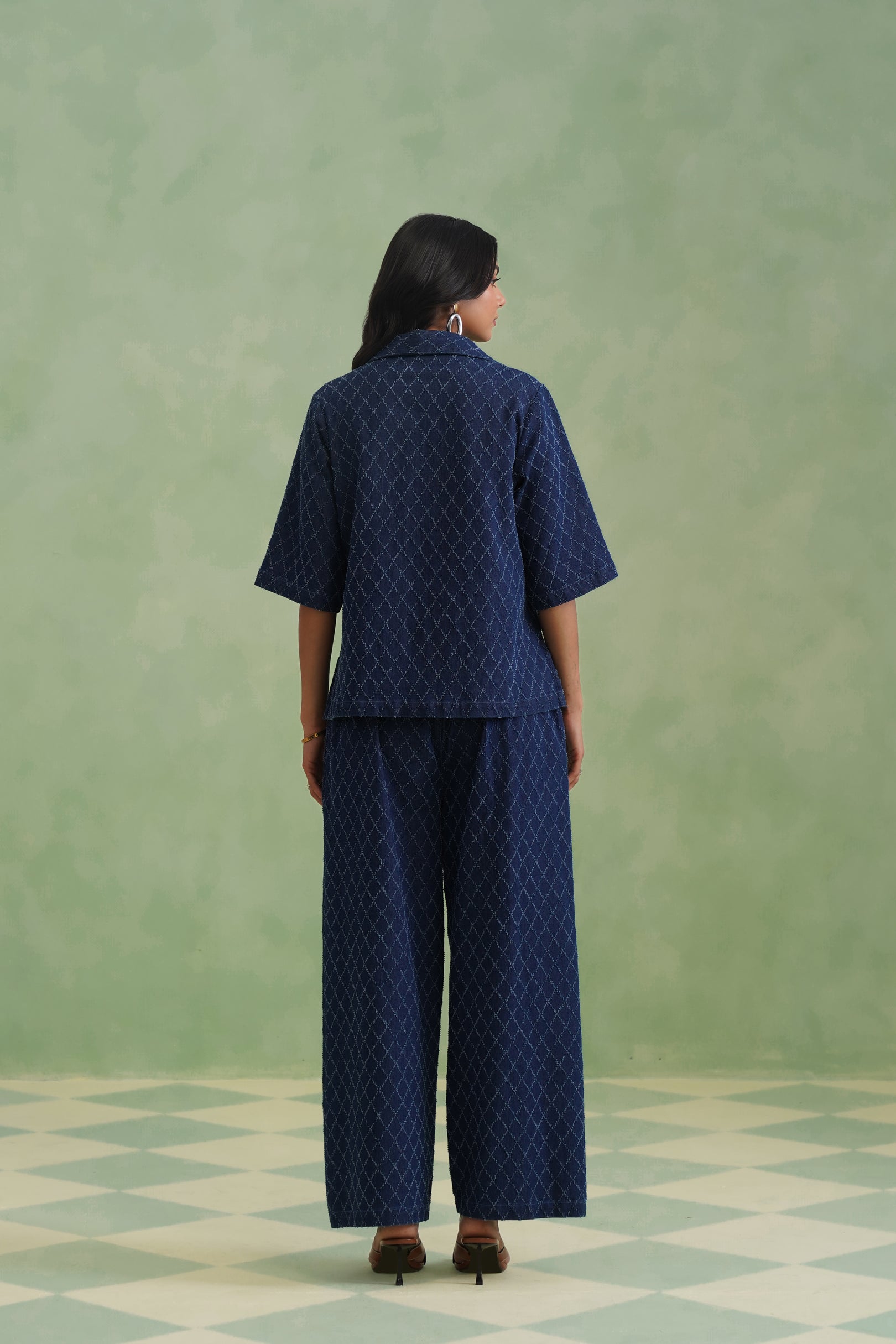 Indigo Denim Textured Co-ord Set Korah Stitch