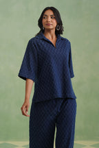 Indigo Denim Textured Co-ord Set Korah Stitch