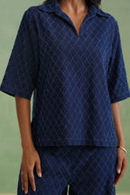 Indigo Denim Textured Co-ord Set Korah Stitch