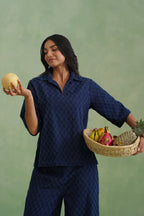 Indigo Denim Textured Co-ord Set Korah Stitch