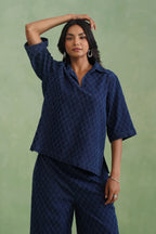 Indigo Denim Textured Co-ord Set Korah Stitch