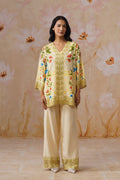 Leeza in Yellow Botanical Digital Placement Printed Co-Ord Set Korah Stitch