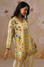 Leeza in Yellow Botanical Digital Placement Printed Co-Ord Set Korah Stitch