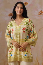 Leeza in Yellow Botanical Digital Placement Printed Co-Ord Set Korah Stitch