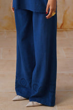 Midnight Blue Broderie Co-Ord Set Korah Stitch