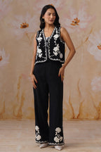 Midnight Noir Dori Embroidered Vest Set Korah Stitch