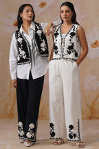 Midnight Noir Dori Embroidered Vest Set Korah Stitch