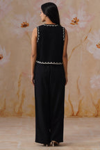 Midnight Noir Dori Embroidered Vest Set Korah Stitch