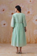 Mint Green Broderie Flared Midi Dress Korah Stitch