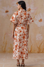 Orange Floral Printed Maxi Dress Korah Stitch