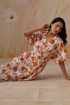 Orange Floral Printed Maxi Dress Korah Stitch