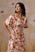 Orange Floral Printed Maxi Dress Korah Stitch