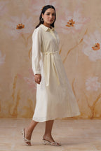Pastel Yellow Broderie Midi Dress Korah Stitch