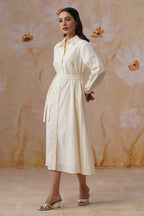 Pastel Yellow Broderie Midi Dress Korah Stitch