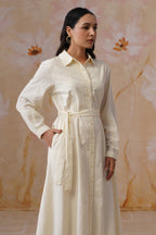 Pastel Yellow Broderie Midi Dress Korah Stitch