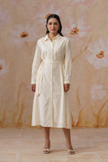 Pastel Yellow Broderie Midi Dress Korah Stitch