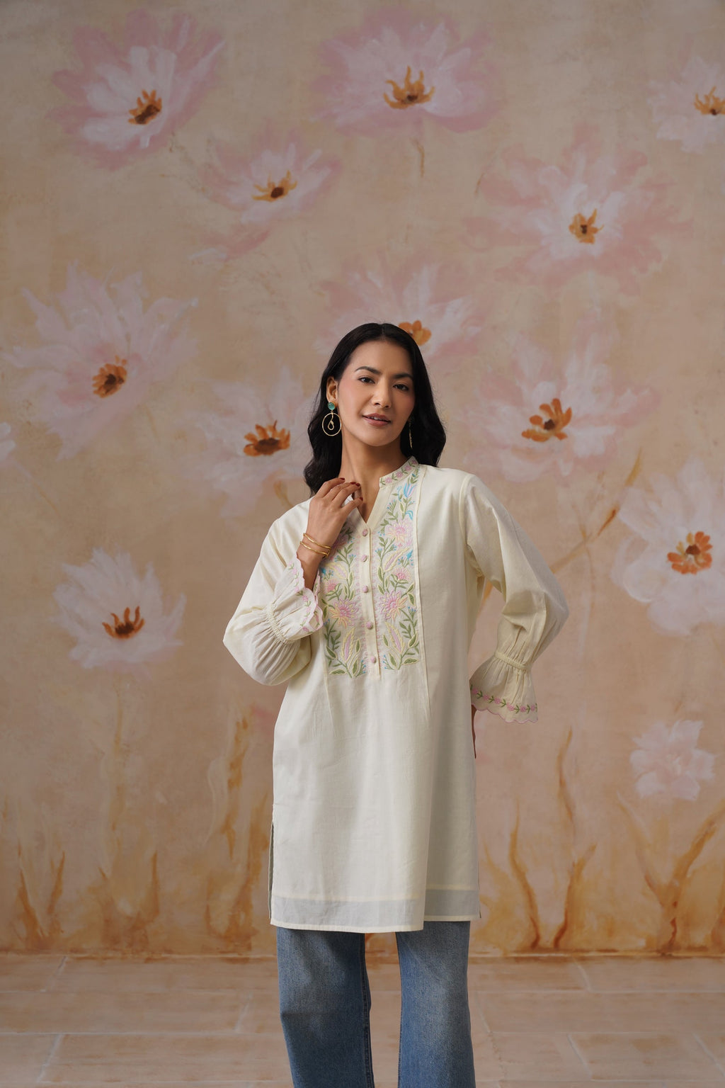 Pastel Yellow Embroidered Tunic Korah Stitch