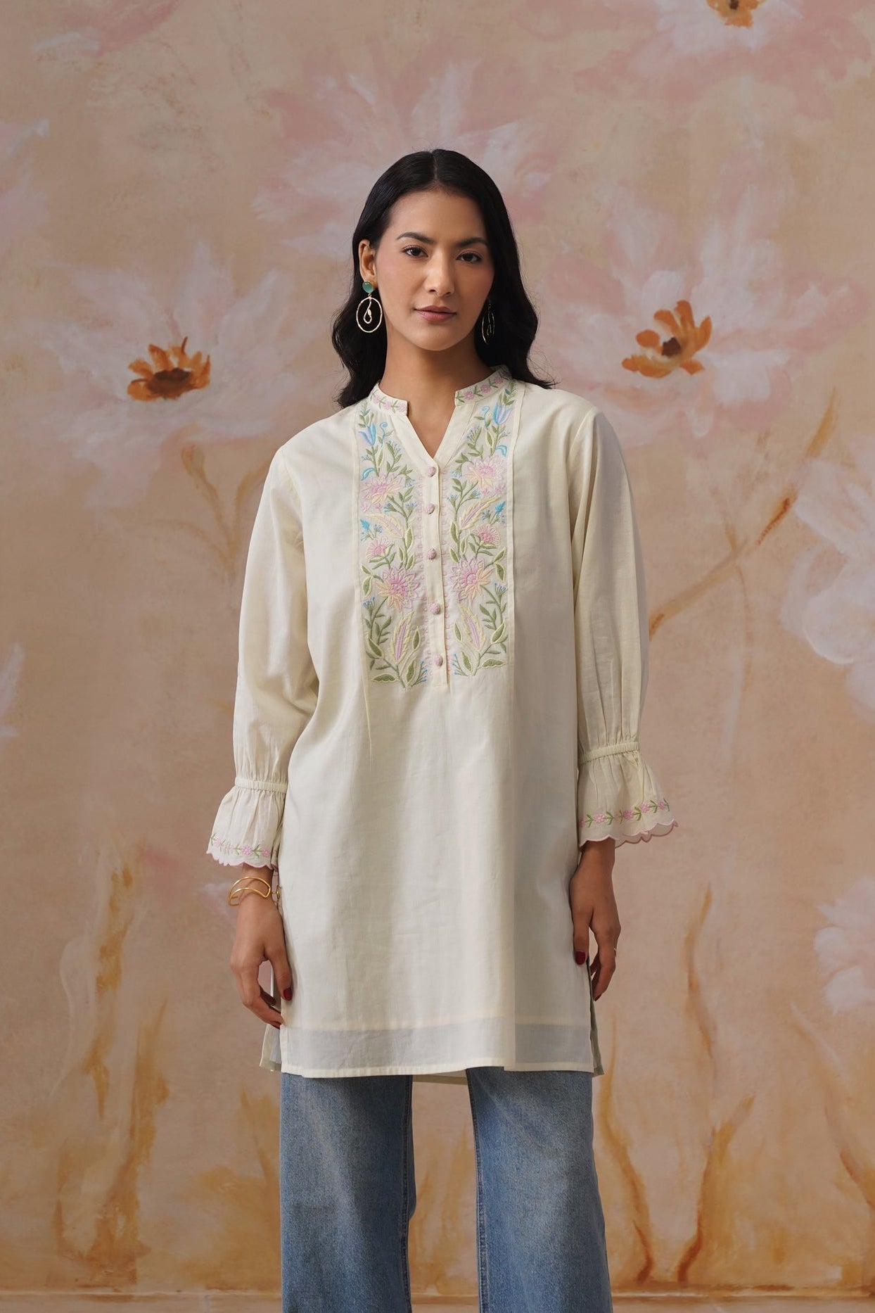 Pastel Yellow Embroidered Tunic Korah Stitch