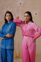 Royal Blue Abstract Dori Embroidered Co-Ord Set - Korah Stitch