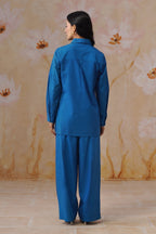Royal Blue Abstract Dori Embroidered Co-Ord Set - Korah Stitch