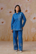 Royal Blue Abstract Dori Embroidered Co-Ord Set - Korah Stitch
