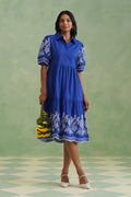 Royal Blue Embroidered Tiered Midi Dress Korah Stitch