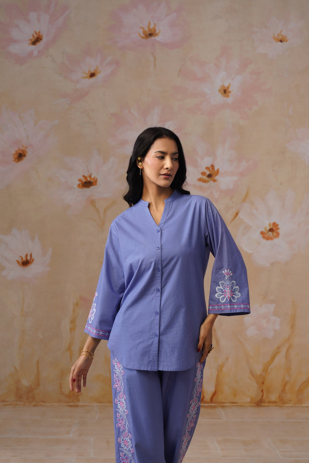 Shefali Singhal in Lavender Embroidered Co-Ord Set Korah Stitch