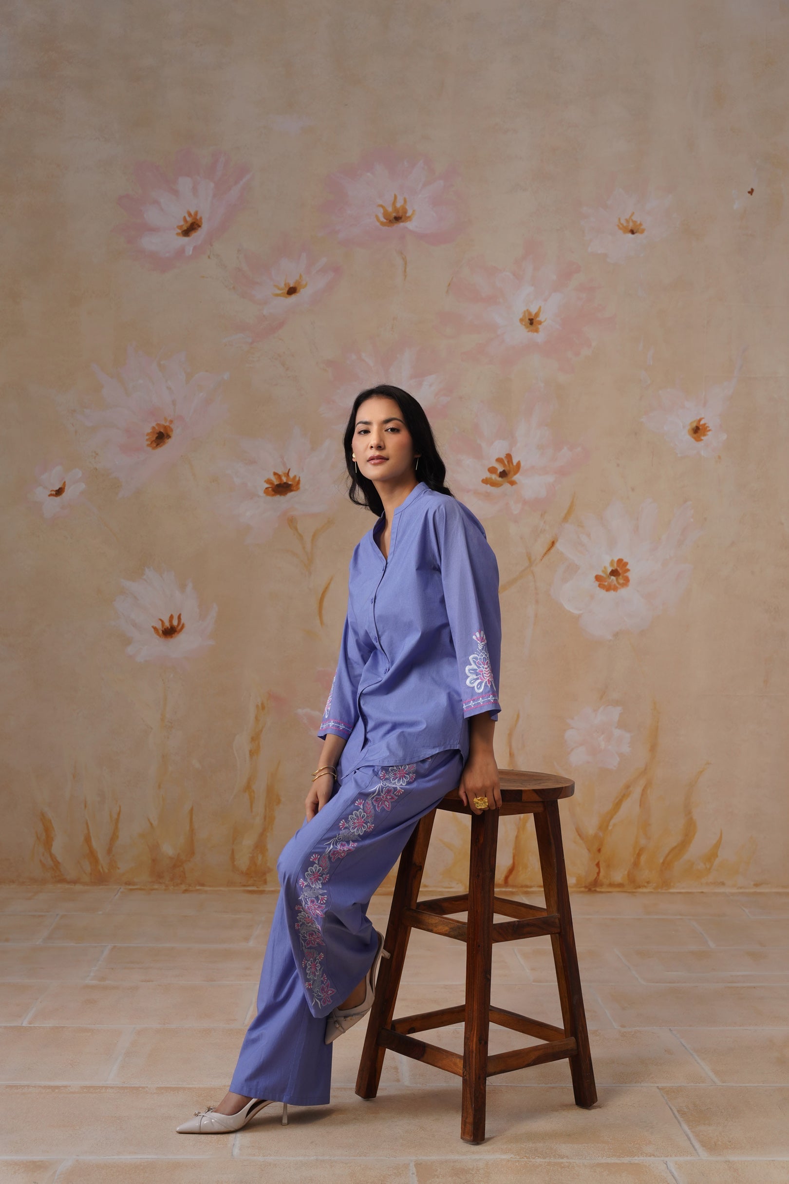 Shefali Singhal in Lavender Embroidered Co-Ord Set Korah Stitch