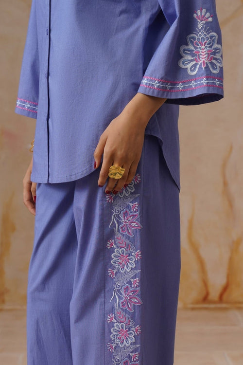 Shefali Singhal in Lavender Embroidered Co-Ord Set Korah Stitch