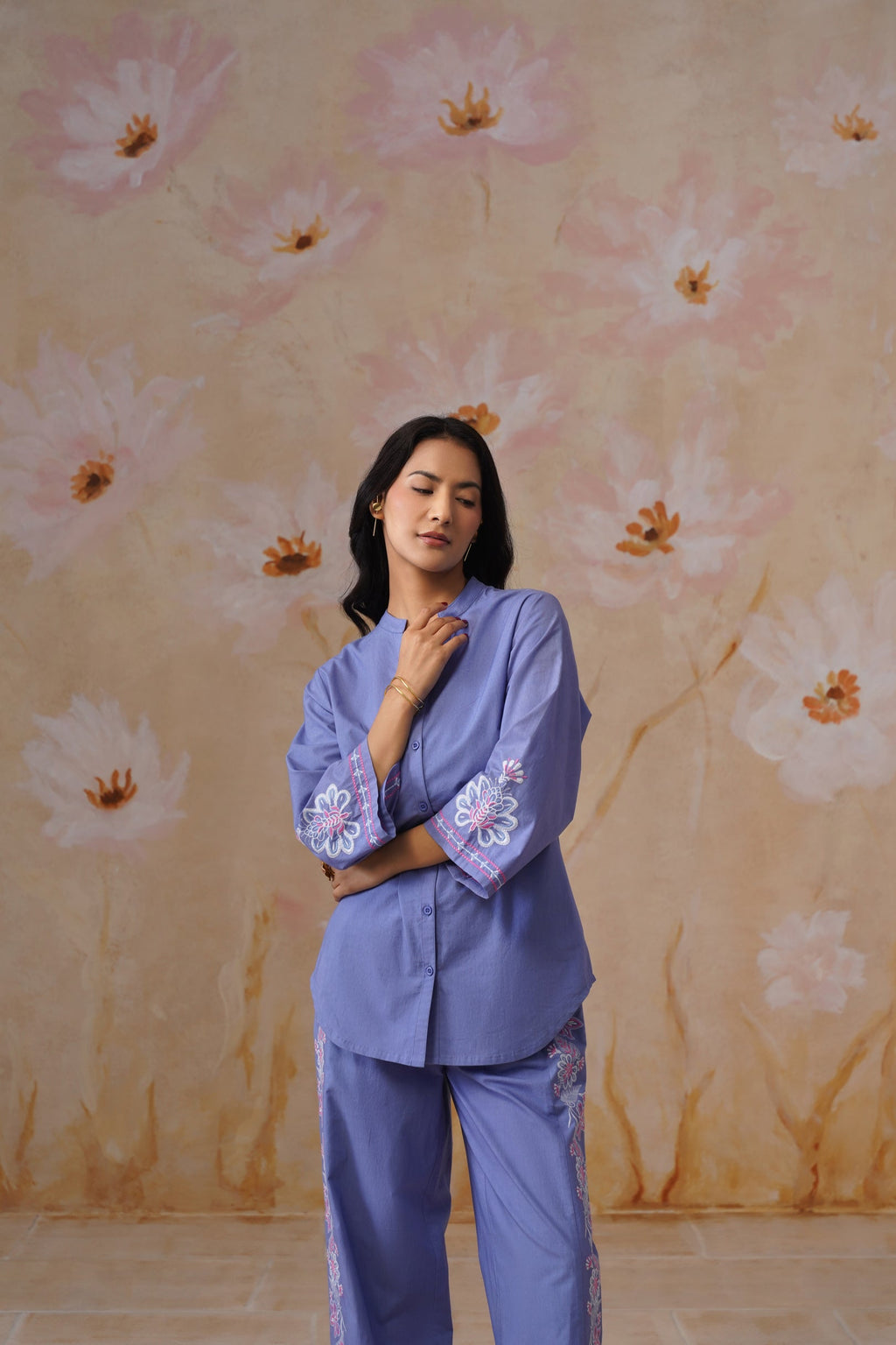 Shefali Singhal in Lavender Embroidered Co-Ord Set Korah Stitch