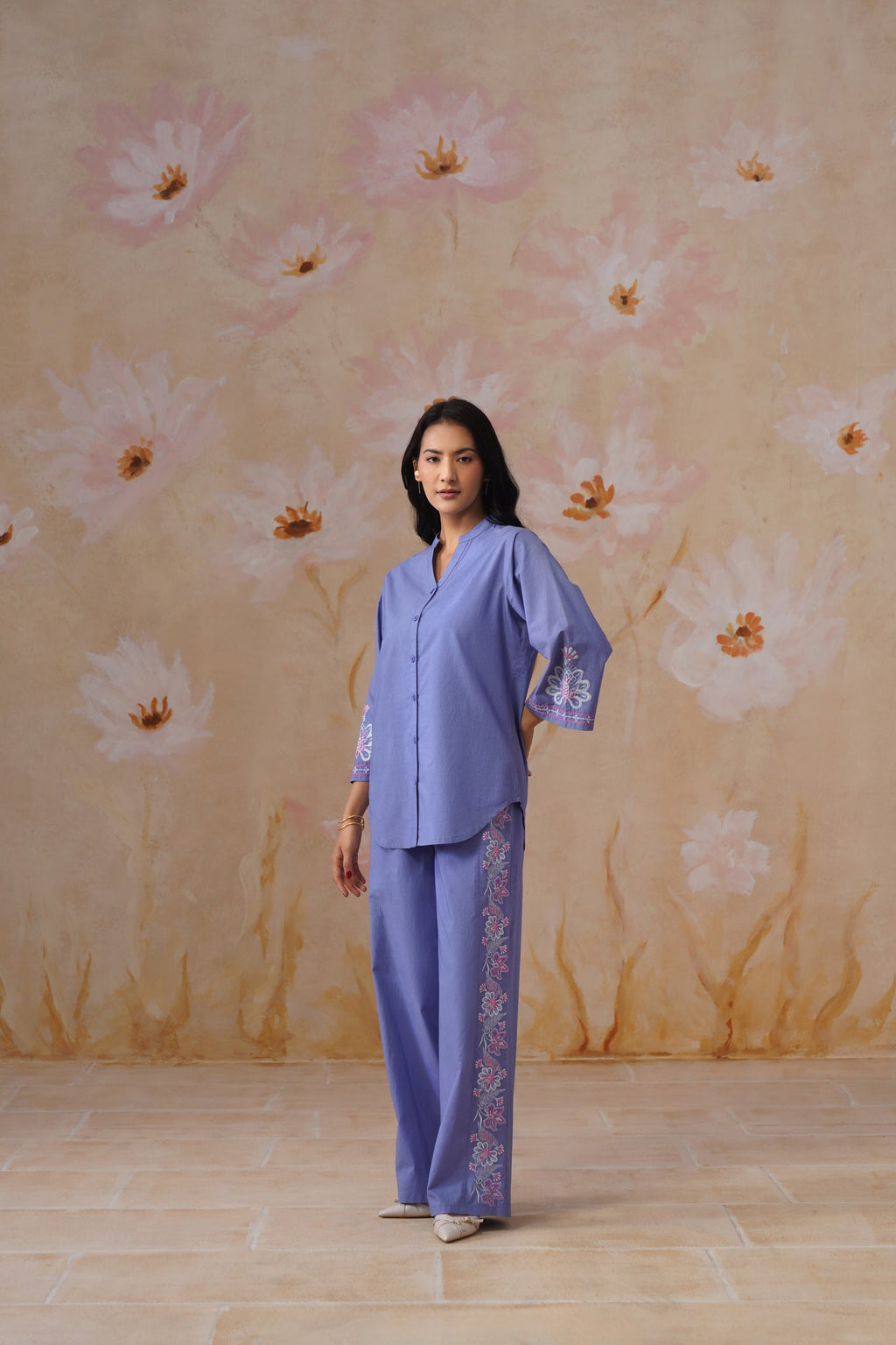 Shefali Singhal in Lavender Embroidered Co-Ord Set Korah Stitch