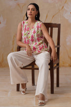 Shefali Singhal in Watery Floral Digital Printed Vest Set Korah Stitch