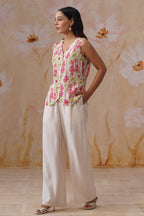 Shefali Singhal in Watery Floral Digital Printed Vest Set Korah Stitch