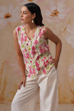 Shefali Singhal in Watery Floral Digital Printed Vest Set Korah Stitch