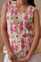 Shefali Singhal in Watery Floral Digital Printed Vest Set Korah Stitch