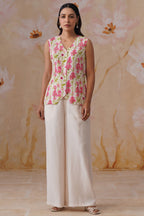 Shefali Singhal in Watery Floral Digital Printed Vest Set Korah Stitch