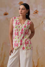 Shefali Singhal in Watery Floral Digital Printed Vest Set Korah Stitch