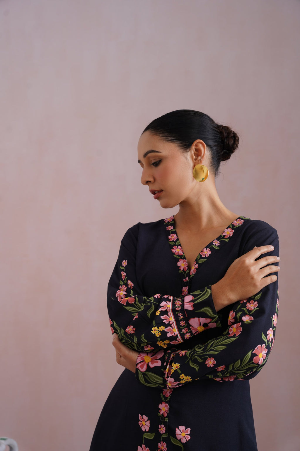Sonam Jaggi in Black Floral Digital Placement Printed Maxi Dress Korah Stitch