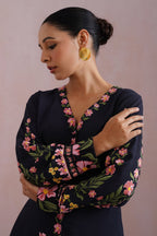 Sonam Jaggi in Black Floral Digital Placement Printed Maxi Dress Korah Stitch