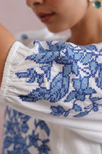White Cross Stitch Embroidered Maxi Dress Korah Stitch