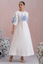 White Cross Stitch Embroidered Maxi Dress Korah Stitch
