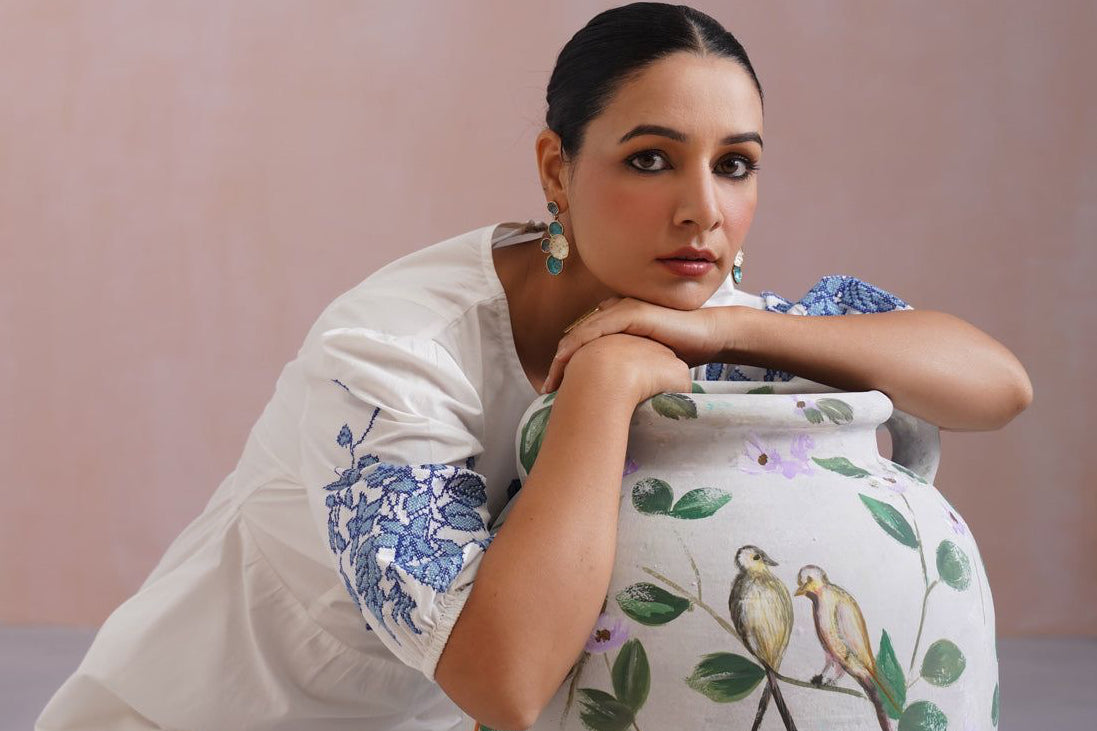 White Cross Stitch Embroidered Maxi Dress Korah Stitch