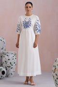 White Cross Stitch Embroidered Maxi Dress Korah Stitch