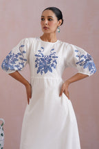 White Cross Stitch Embroidered Maxi Dress Korah Stitch