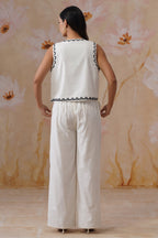 White Dori Embroidered Vest Set Korah Stitch